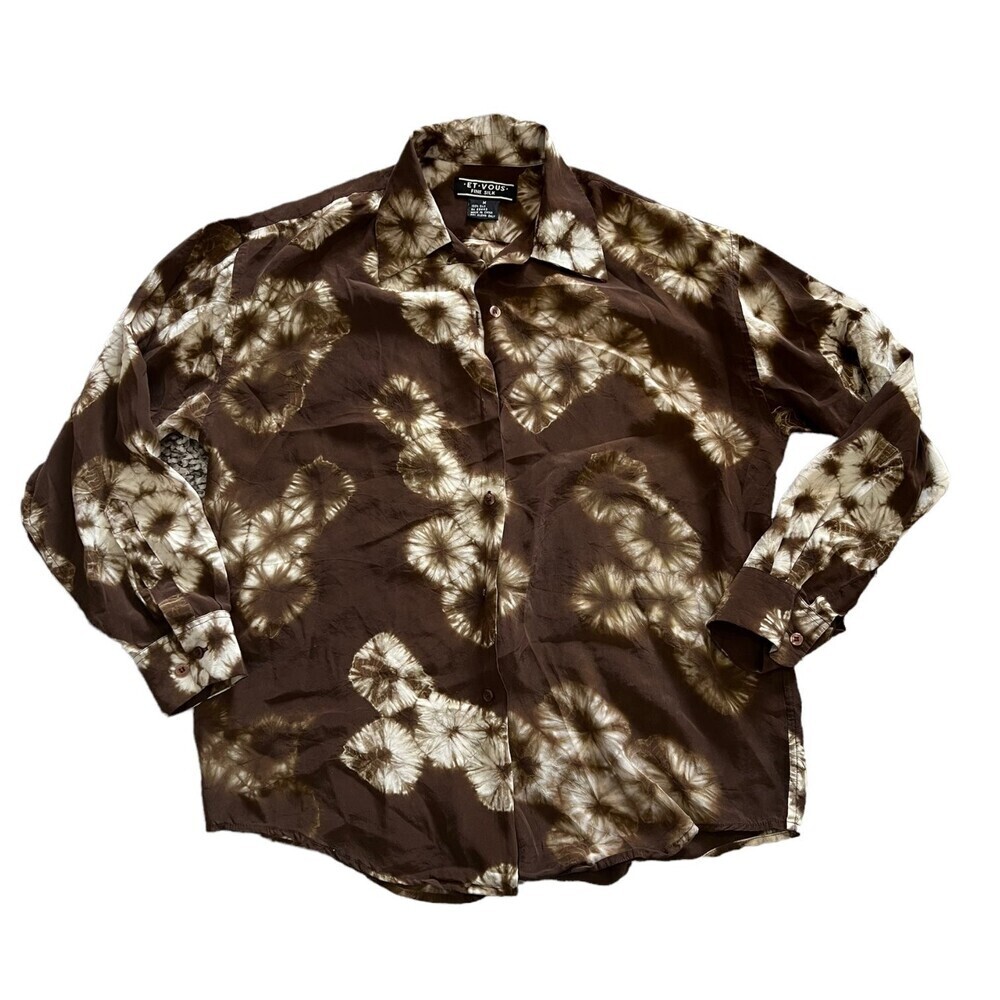 Et Vous Brown Dandelion Silk Blouse M